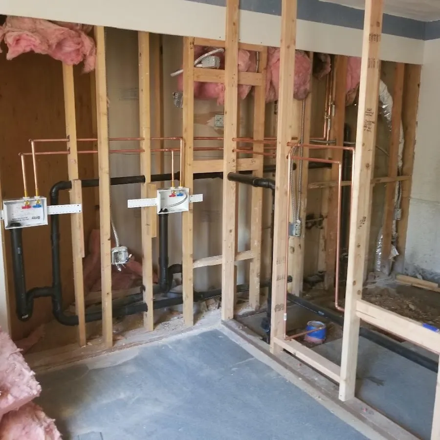 Copper pipe rough-in and plumbing installation in Waverly
